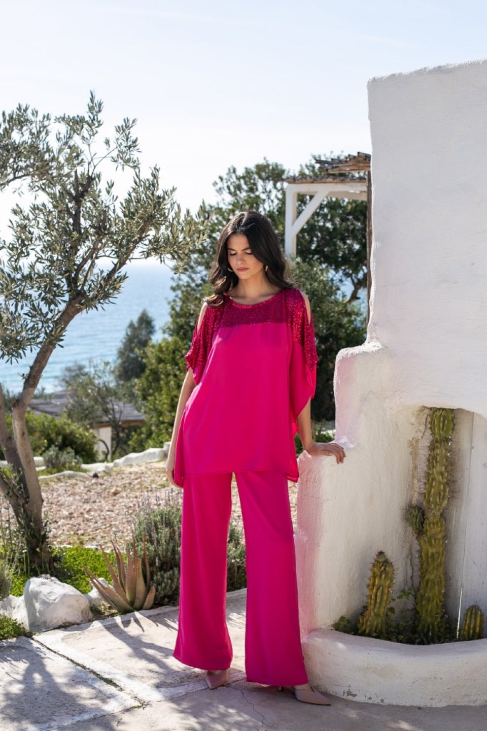 Παντελόνα σε ίσια γραμμή φούξια