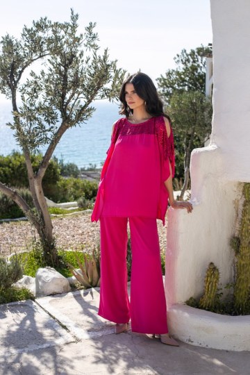 Παντελόνα σε ίσια γραμμή φούξια - 