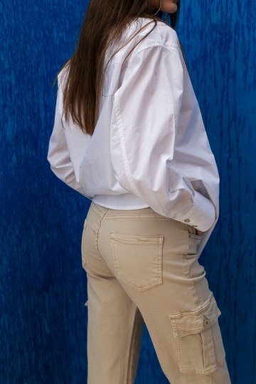 Παντελόνι σε ίσια γραμμή cargo μπεζ - 