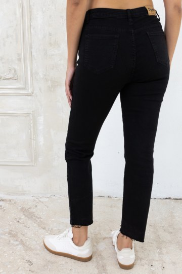 Παντελόνι τζιν με ασημί λεπτομέρειες στις τσέπες μαύρο - 