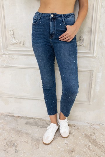 Παντελόνι τζιν με στρας μπροστά - 