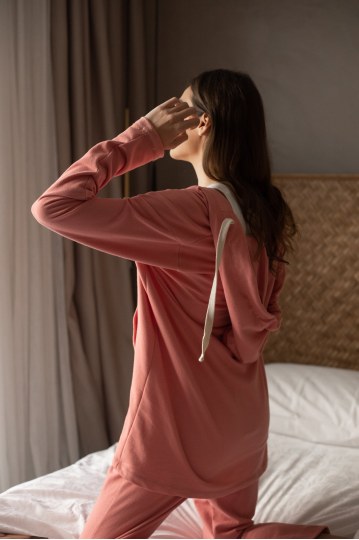 Ζακέτα φούτερ με κουκούλα και κορδόνια σάπιο μήλο - 