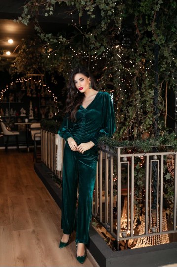 Παντελόνι βελούδινο σε ίσια γραμμή  κυπαρισσί - 