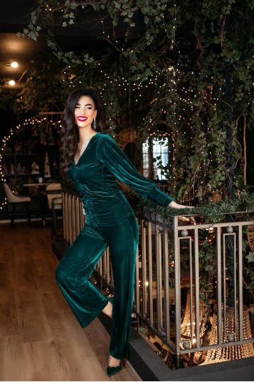 Παντελόνι βελούδινο σε ίσια γραμμή  κυπαρισσί - 