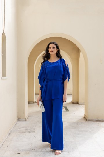  Παντελόνα σε ίσια γραμμή μπλε  - 