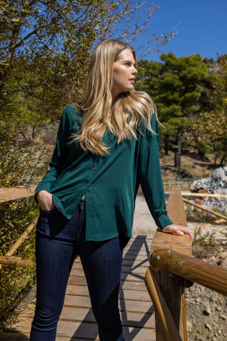 Πουκάμισο μακρυμάνικο κυπαρισσί