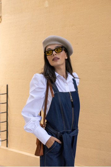  Φόρμα ολόσωμη τύπου τζιν με φερμουάρ και ζώνη - 