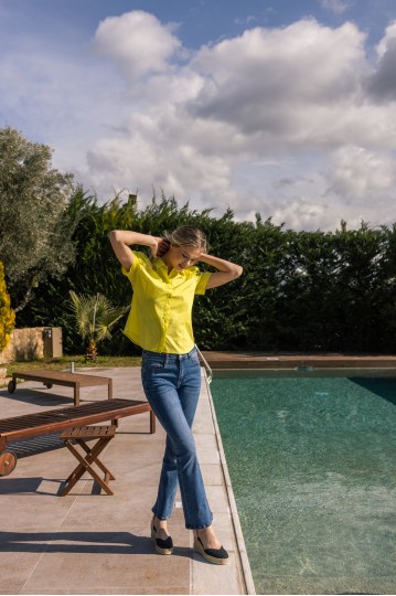 Πουκάμισο με φουσκωτά μανίκια κίτρινο - 