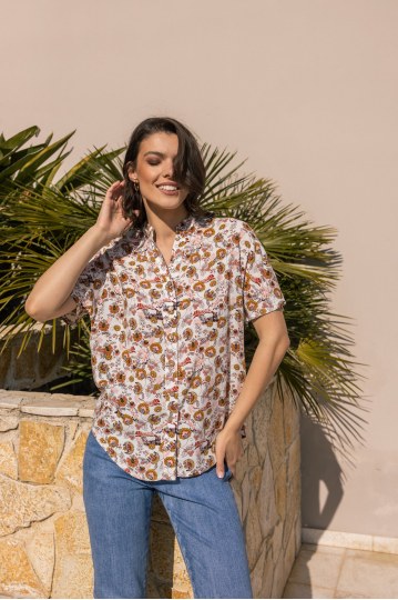 Πουκάμισο με σχέδια και μάο γιακά  - 