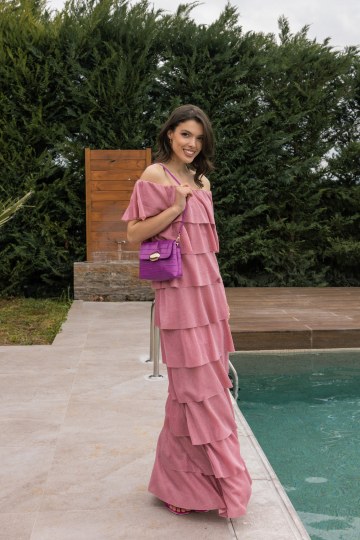  Φόρεμα χαμόγελο με βολάν σάπιο μήλο