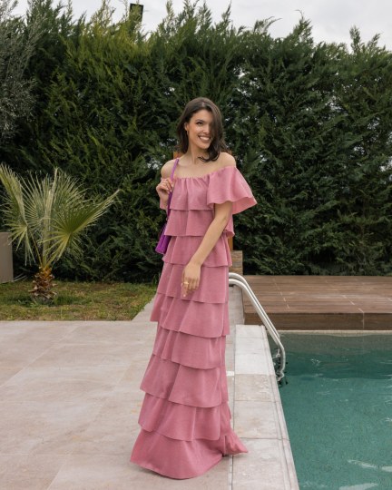  Φόρεμα χαμόγελο με βολάν σάπιο μήλο - 