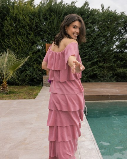  Φόρεμα χαμόγελο με βολάν σάπιο μήλο - 