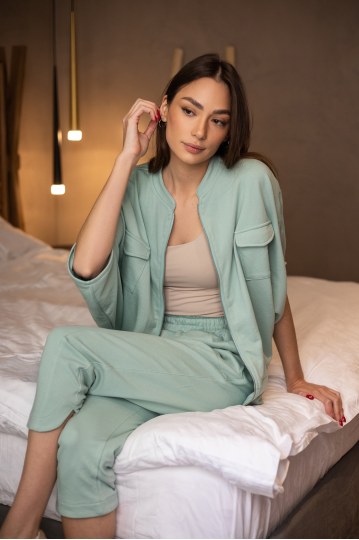  Μπλούζα φούτερ με φερμουάρ και άνοιγμα στα μανίκια βεραμάν - 