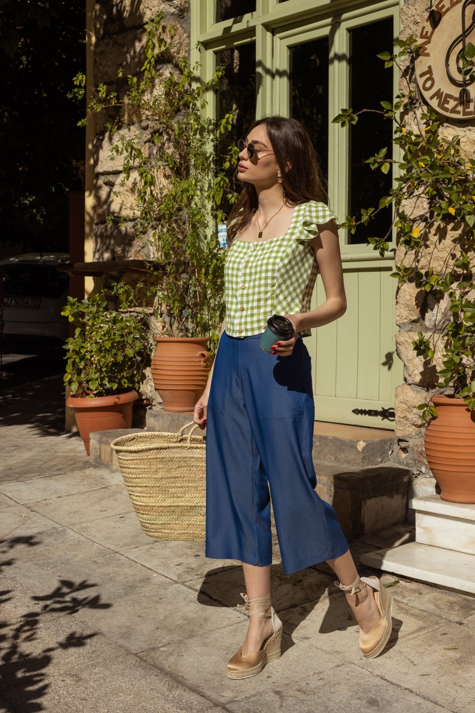 Παντελόνι κάπρι με τσέπες τύπου τζιν