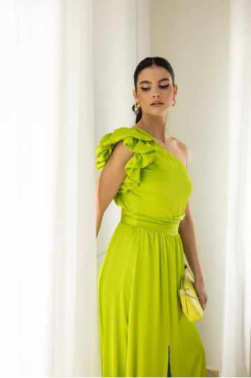  Φόρεμα με έναν ώμο και βολάν λαχανί - 