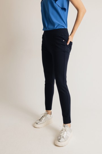 Παντελόνι pontestofa με λάστιχο στη μέση μπλε σκούρο